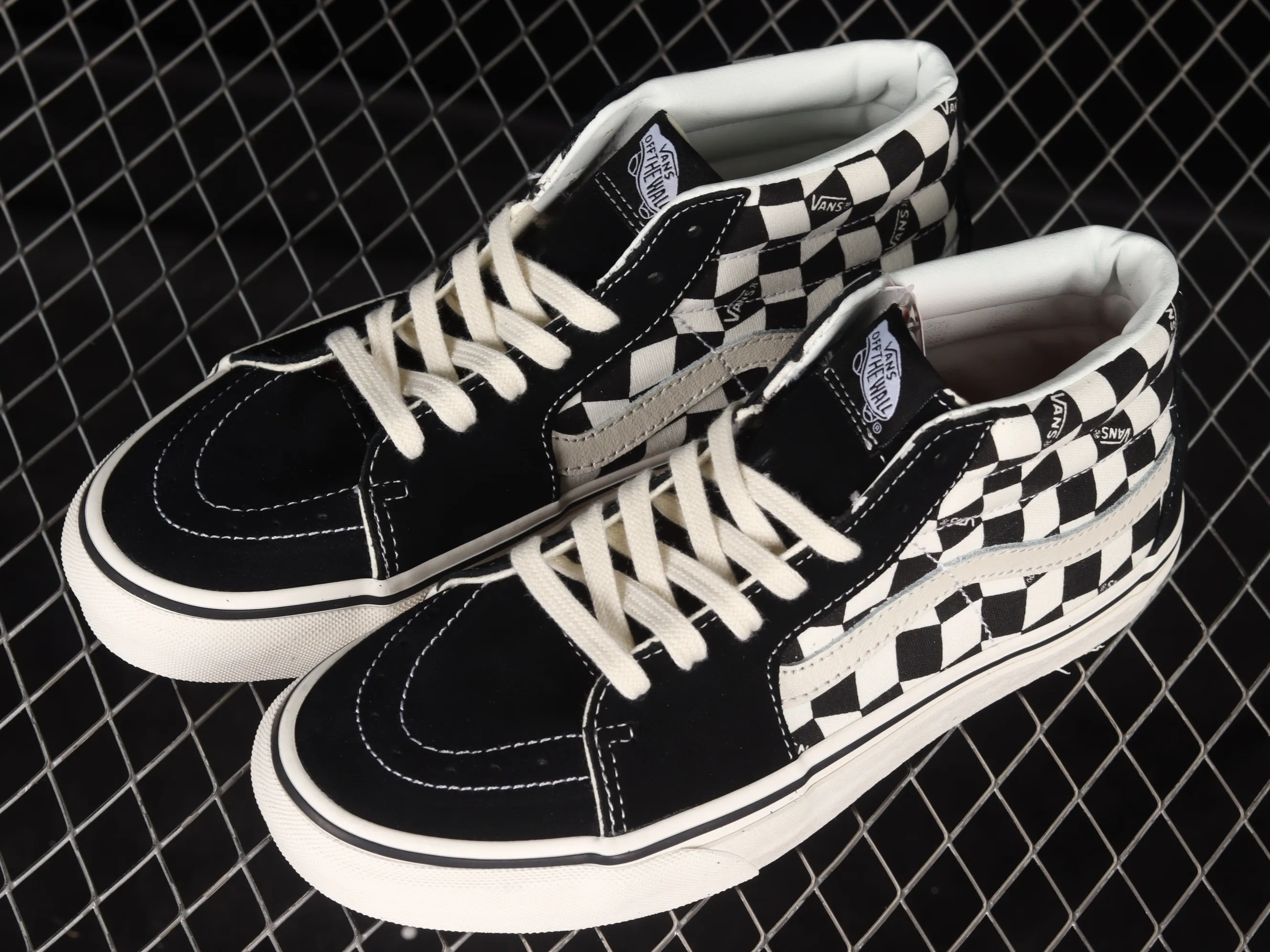 All categories Vans Vans series Vans Mid Vans China Vans Sk8-Mid Vans official black and white checkerboard Chinese casual sneakers VN0A391FJB2